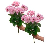 2 Branches de Géraniums Artificiels, Buissons de Fleurs en Soie avec 5 Têtes de Fleurs, Bouquet Floral en Soie Artificielle de 14,2 Pouces pour la Maison, le Jardin, la Décoration Intérieure(Rose)