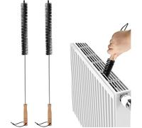 2 Brosse Radiateur De 80cm avec Manche en Bois Universelle Brosse pour Radiateurs Plats,À Ailettes,Stores Et Joints,Élimination