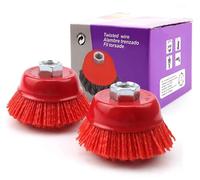 2 brosses angulaires pour meuleuse, filetage M14, en nylon, pour le débarrassement des bavures et l'élimination de la rouille