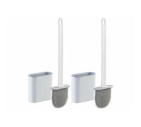 BadeStern 2 brosses pour WC en silicone avec porte-brosse respirant – blanc/gris