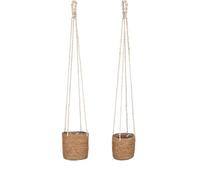 2 Cache-Pots En Jonc De Mer Marron Clair H16 Marron