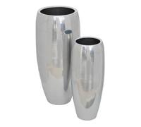 Lot de 2 Cache-Pot en Métal The Palm Resort 70cm Argent