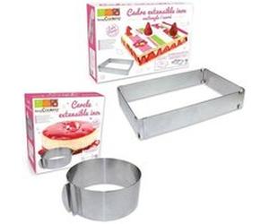 2 cadres pâtisserie extensibles - cercle & rectangle - ScrapCooking Multicolore G