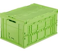 2 caisses de transport professionnelles, robustes, usage professionnel, plastique haut de gamme, avec couvercle, qualité supérieure, 60 L, H x L x P : 32,5 x 58,5 x 39,5 cm, vert