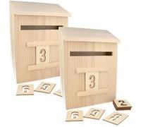 2 calendriers de l'Avent boîte aux lettres en bois 28 cm - Artemio Beige G