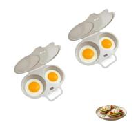 2 Cavités Cuiseur Oeufs Micro Ondes, Plastique PP Cuit Oeuf Micro Onde | 2 Cavités Cuiseur Oeuf Micro Ondes, œufs Plat Mollets Durs Antiadhésive Sans Huile, Facile À Nettoyer