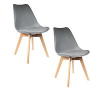 Toilinux - 2 Chaises design scandinaves rembourrées Cocooning - Gris - Cocooning Gris G