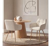 IDMARKET Lot de 2 chaises GINA tissu chenille beige pieds effet bois
