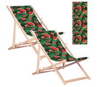 2 chaises longues en hêtre pour la plage et le jardin, avec un motif de pastèque