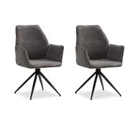 2 Chaises Salle à Manger Rembourrées Grises Pivotantes Accoudoirs Homestyle4u