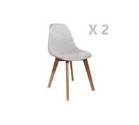 - 2 Chaises scandinaves design grosse maille Flora - Gris clair - Flora