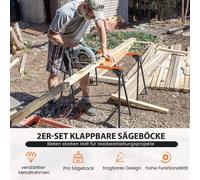 2 chevalets de travail pliables pour échafaudage, supporte jusqu'à 500 kg, 96,5 x 47 x 76 cm.