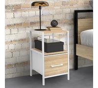 IDMarket - Lot de 2 Tables de Chevet Utah 1 tiroir et 1 Niche Bois et Blanc
