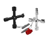 2 Clé Triangle Multifonction 4 Voies n Croix avec Têtes Triangle Professionnelle Domestique, 4 Voies Universelle Triangles et Carré en Croix Universelle pour Armoire Electrique Poubelle