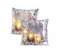 Infactory 2 coussins décoratifs à 3 LED motif bougies - 45 x 45 cm