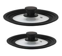 2 Couvercles Universel Poêle à Frire Casseroles 16-18-20/ 24-26-28 Verre Silicon Briebe TotaLid Transparent