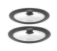: 2 couvercles universels en verre et silicone V2 - Ø 24 à 28 cm