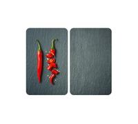 - 2 Couvre-plaques universel Piment - 30 x 52 cm - Gris et rouge