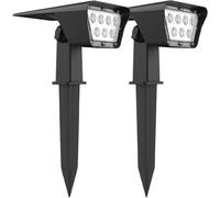 2 CURTIS Projecteur solaire 2 en 1 à planter dans la terre ou à fixer au mur - hauteur 31,5 cm - LED blanche