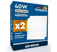 2 Dalles LED 60x60 40W Carrées Encastrables Puce CREE 4800 Lumens Driver Starsense Garantie 6 Ans - Blanc Neutre 4000K - Plafonnier de Bureau Haute Luminosité 120 lm/W pour Plafonds et Faux Plafonds