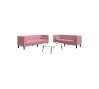 vidaXL 2-delige Loungeset Chesterfield met bolsters fluweel roze3209294 Rose G