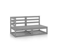 vidaXL Ensemble salon de jardin 2 pièces gris pin massif