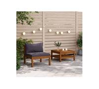 2-delige Loungeset met donkergrijze kussens acaciahout316284