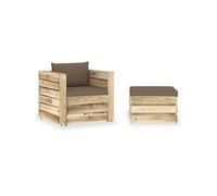 2-delige Loungeset met kussens groen geÃ¯mpregneerd hout3074539