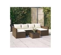 vidaXL Ensemble salon de jardin 2 pièces avec coussins Résine tressée (poly rattan) Marron