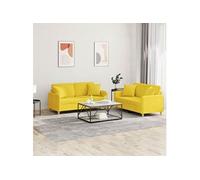 vidaXL 2-delige Loungeset met kussens stof lichtgeel3202107 Jaune G