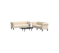 vidaXL 2-delige Loungeset stof crÃmekleurig3209207 Crème G
