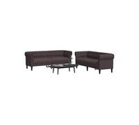 vidaXL 2-delige Loungeset stof donkerbruin3209203 Marron G