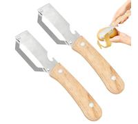 2 économe légumes 2 en 1 lame inox manche éplucheur julienne cuisine | Outil double fonction pelage et coupe fine, lame acier inoxydable, poignée bois ergonomique 19 cm