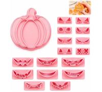 2 Emporte-pièces Halloween Citrouille Set 3D avec 16 Yeux et 16 Bouches Combinaisons Multiples pour Biscuits Crêpes Cadeau Halloween