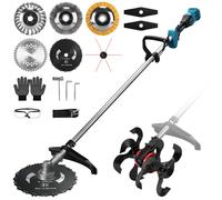 2-En-1 1380W Motobineuse électrique et Coupe-Bordures Brushless Sans Fil 18800 /680 RPM, largeur 25×23 cm, Compat. Makita 18V