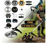 2-En-1 1380W Motobineuse électrique et Coupe-Bordures Brushless Sans Fil avec 2x4.0AH Batt. 18800/680 RPM, Compat. Makita 18V
