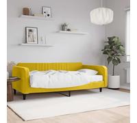 2 en 1 avec matelas canapé lit polyvalent velours jaune 100x200 cm | Lit de jour canapé lit convertible avec matelas mousse jaune velours 100x200 cm