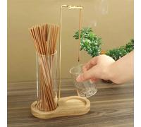 2-en-1 Brûleur d'encens, design anti-cendres avec cendrier en verre et support pour bâtons d'encens, convient pour la méditation, le yoga, le spa et la décoration d'intérieur Couleur du bois,Couleur r