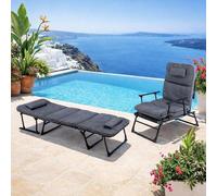 2 en 1 Chaise longue de jardin | Chaise longue de repos | Chaise longue sanitaire | Lit de repos | Lit d'invité | Fauteuil de relaxation | Fauteuil de repos noir avec rembourrage, oreiller inclus