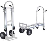 2 en 1 Diable pliable 249/363kg de capacité de charge Diable de transport Alliage d'aluminium & acier carbone Diable ⇋ Chariot à plate-forme Trolley pour les tâches de chargement & transport en intéri