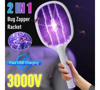 2 en 1 électrique moustique tapette moustique tueur lampe tueur insectes tueur 3000V USB Rechargeable moustique tueur mouche tueur BLANC