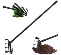 2 en 1 Houe de Jardin à étriers, motoculteur, cultivateur, Outils de Jardinage et de désherbage, Rateau de désherbage avec Manche Acier réglable de 195 cm pour désherber et ameublir Le Sol