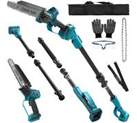 2 en 1 Mini tronçonneuse Télescopique compatible avec Makita 18 V | (sans batteries) Perche Élagueuse sans fil 8 Pouces Elagueuse sur Perche pour Coupe Branche, petite scie avec chaîne