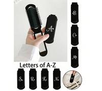 2-en-1 Miroir de coiffure et de maquillage pliable - Peigne pliable de bureau portable à 180°, outil de beauté de voyage moderne, motif de lettre et de cœur blanc de la lettre A à Z. Miroir de maquill