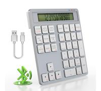 2-en-1 Pavé Numérique Bluetooth avec Calculatrice - 34 Touches Clavier Numérique sans Fil Rechargeable USB-C, Pavé Numerique sans Fil Compatible Windows/Mac/iOS/Android