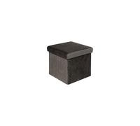 2 en 1 Pouf et Coffre de rangement en velours Gris 31 x 31 cm