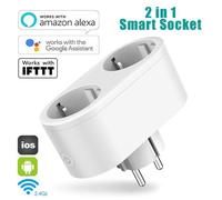 2 en 1 Prise WiFi Intelligente, Télécommande et Commande Vocale, Compatible avec Amazon Alexa, Google Assistant