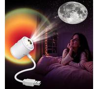 2-en-1 Projecteur Ciel Etoile Galaxie, Lampe Coucher de Soleil pour Chambre | Sunset Lamp Multicolore à LED, 7 couleurs coucher de soleil, 360° Réglable, pour Chambre, Plafond, Voiture