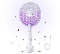 2-en-1 Raquette Anti-Moustique 4000V, Télescopique Tête 90°, UV Attractrice, USB-C 1200mAh - Maison/Chambre/Balcon/Camping