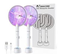 2 en 1 Raquette Electrique Insectes, 4000V TMACTIME Raquette Moustique Electrique, Rechargeable par USB Éclairage LED avec Batterie, Convenant pour Maison, Chambre à Coucher, Cuisine, Balcon(2PCS)